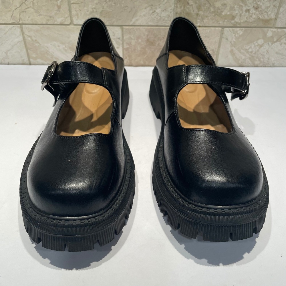 XMM Black Chunky Platform Mary Janes Lug Sole Buckle Shoes WF9022-41 Womens 8.5 - Picture 4 of 8